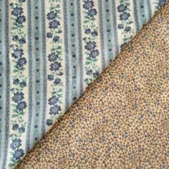 ★レトロ 2種セット 青い花柄 ストライプ柄※ 小花柄 綿生地