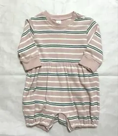 バースデイ cottoli ピンクストライプ ベビーロンパース 70㎝