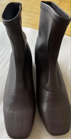 ダークブラウン レザー スリッポンブーツ