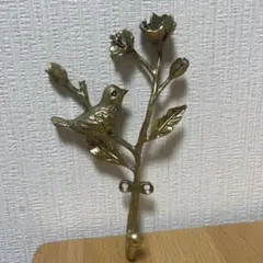 ゴールド 鳥と花のウォールフック