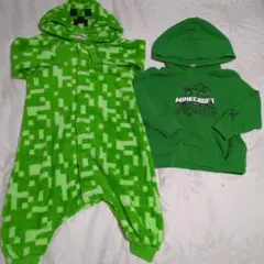 マイクラ　クリーパー　着ぐるみ(試着のみ)　パーカー(着用)　110
