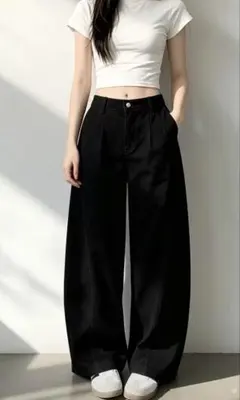 新品未使用 レディース ワイドパンツ Lサイズ ブラック
