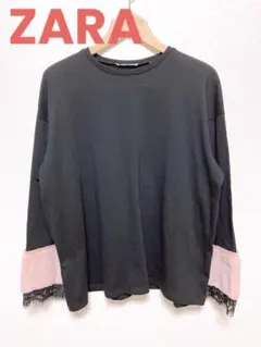 【最終値下げ】ZARA TRAFALUC☆袖ファー付きロングTシャツ M