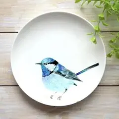 青い鳥のイラスト陶器プレート