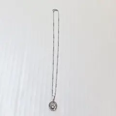 美品 パール付き 装飾 ネックレス ワンポイント 冠婚葬祭 式 シルバー