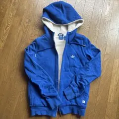 adidas フルジップ パーカー ジュニアL青