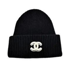CHANEL リブ編ビーニー【極美品】