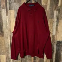長袖 ポロシャツ メンズ レッド 2XL ラルフローレン USA古着