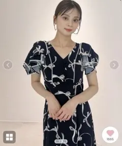 SNIDEL スナイデル　Sustainableリボンプリントワンピース