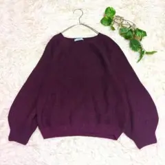 美品《COMME CA》コムサ ボリューム袖 ラメニット ワインレッド 9
