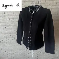 agnes.b アニエスベー プレッションカーディガン　定番　黒　Tイ　M相当