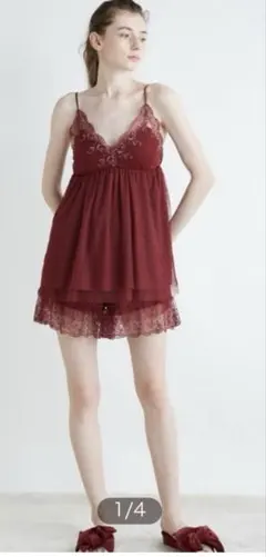 ジェラートピケ　上下セット　赤　キャミソール