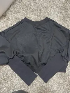 【未使用】Hanne ブラック クロップドスウェット トレーナー
