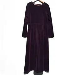 ヴィンテージ ベロア ロングワンピース パープル Aライン M