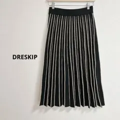 【美品】ドレスキップ 洗える プリーツ風ニットスカート 細見え ブラック系