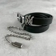 25ss 美品　アミリ　MAロゴ　チェーン　2cm厚　レザー　ベルト ブラック