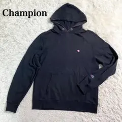 チャンピオン パーカー 刺繍ロゴ バックプリント　ブラック Lサイズ