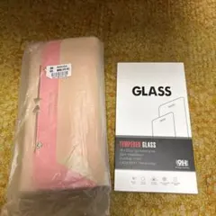 Tempered Glass 9H ピンク/ベージュ＆携帯保護シール