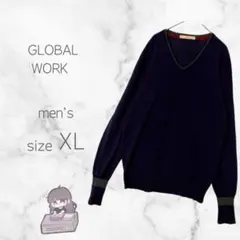 ⭐︎グローバルワーク⭐︎Vネック ニット 配色リブ 長袖レーヨン混