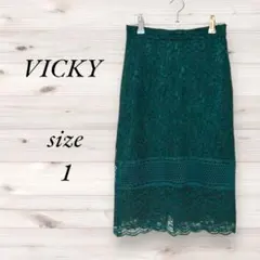 VICKY グリーン レーススカート きれいめ　小さい　S タイトスカート