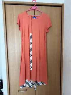 【美品】ブルーレーベルクレストブリッジ 裾チェックプリーツワンピース 38 M