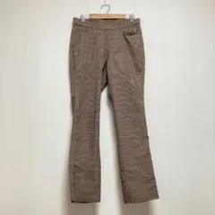 レギンスパンツ ブラウン系 チェック柄 レディース L ゴムウエスト カジュアル