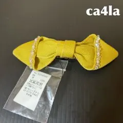 カシラ　バレッタ　ca4la バレッタ　新品　未使用　リボン　ビーズ　カラシ色のサムネイル