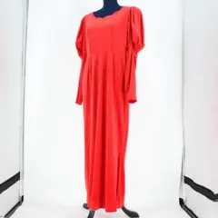 【フラダンス衣装】レッド Minei ワンピース ドレス 赤 長袖 ベロア