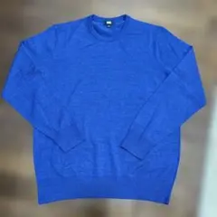 まとめ買い申請歓迎　UNIQLO メランジブルー　メリノクルーネックセーター L