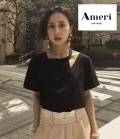完売品⭐︎未使用新品Ameri アメリ2025ss ペタルスリーブブラウス 黒 