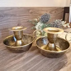 【未使用】アンティーク風＊キャンドルホルダー 取っ手付き　2コセット