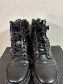 貧*g様 ブラックレザー ジッパーブーツ