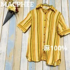 MACPHEE 】麻100% 半袖リネンシャツ マルチカラー ストライプ M - メルカリ
