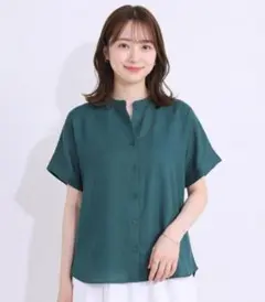 シワになりにくい半袖シャツ　L　グリーン