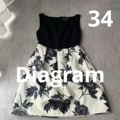 美品✨3万　ダイアグラム グレースコンチネンタル ブラック花柄ワンピース34