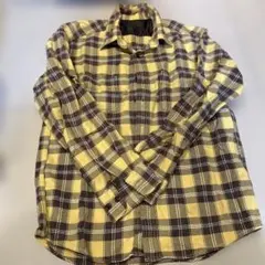 FLANNEL フランネルシャツ Lサイズ イエロー/ブラウンチェック