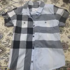 BURBERRY ライトブルー チェック シャツ 半袖 116 6歳