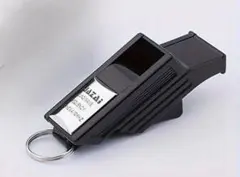 ☆審判、監督用ホイッスル ブラック/シルバー ケース付き☆アウトドア、緊急救助等