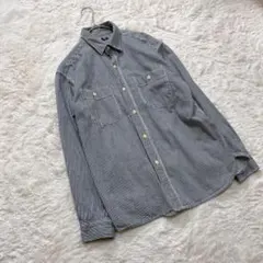 【UNIQLO】 ユニクロ (M) シャツジャケット メンズ ストライプ