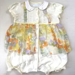 ベビーキッズ服 半袖ロンパースbebe reduction 黄色オレンジ80cm