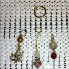 天然石 ルチル フープイヤリング