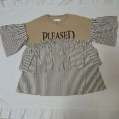 Heart Market Tシャツ ベージュ ストライプ フリルのサムネイル