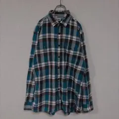 UNIQLO 유니클로 네르셔츠 체크 긴팔 XL 청록색 블루