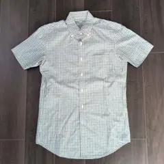 【新品未使用】まとめ買い可　ユニクロ半袖ＢＤシャツ　メンズＳ　白/緑/紺格子柄