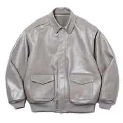 レザージャケット グレー AVIREX M シグネチャー MA-1 / LOGO BIG SIGNATURE Anniversary》MA-1 50th ジャケット・アウター