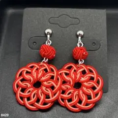 ハンドメイド【水引】イヤリング　赤