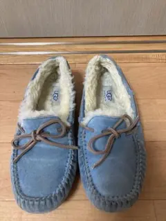 UGG モカシン 水色 24cm 経年変化あり 天然スエード