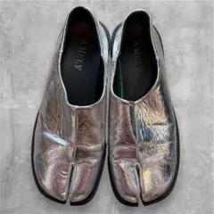 【AMELY】足袋シューズ シルバーフラットパンプス 38（23.5~24.0）