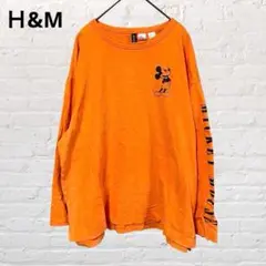 9875エイチアンドエム 長袖Tシャツ ミッキー 袖ロゴ S 小さいサイズ