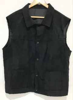 【メンズ】黒 コーデュロイ ノースリーブベスト Mサイズ SHEIN 襟付き